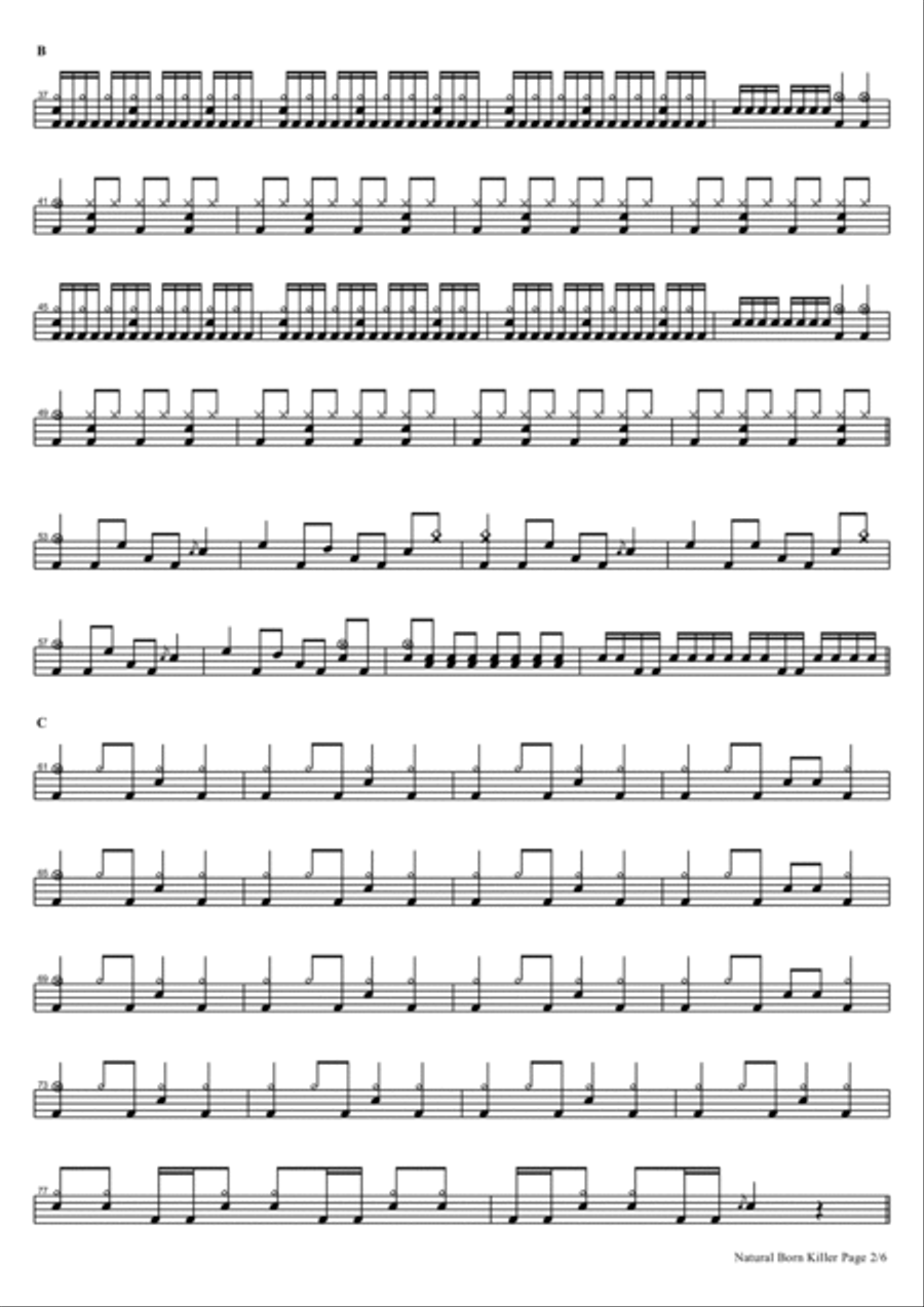 Natural Born Killer Natural Born Killer Drum Set scores gallery preview page 2