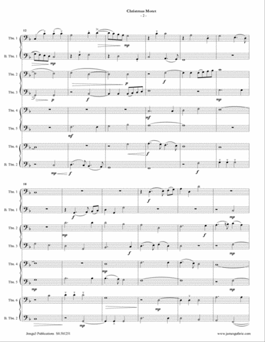 Mouton: Christmas Motet for Trombone Choir Brass Ensemble scores gallery preview page 2