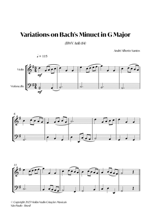 4 Variations on Minuet in G Major (BWV 114) - (J. S. Bach) - For Intermediate violin and cello