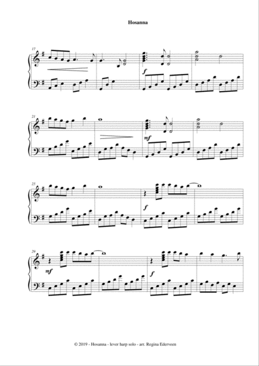 Hosanna - lever harp solo Celtic Harp scores gallery preview page 2