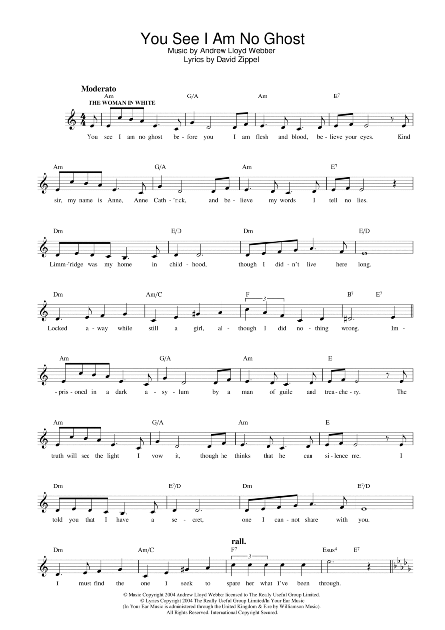 You See I Am No Ghost (from The Woman In White) Piano scores gallery preview page 1