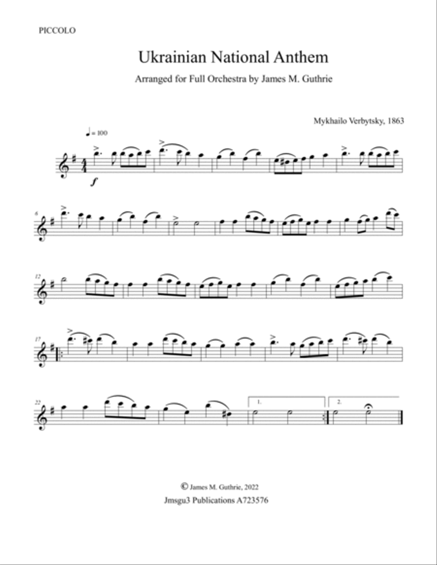 Ukrainian National Anthem for Full Orchestra Full Orchestra scores gallery preview page 5