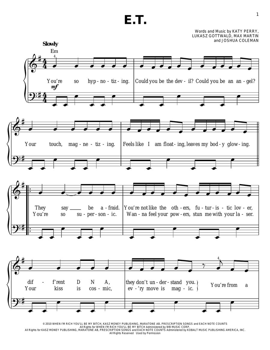 E.T. Easy Piano scores gallery preview page 1