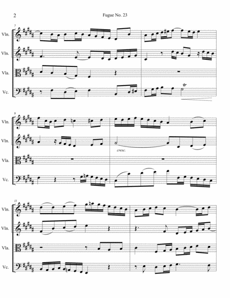 Fugue No. 23 in B Major BWV 868 - Arranged for String Quartet image number null