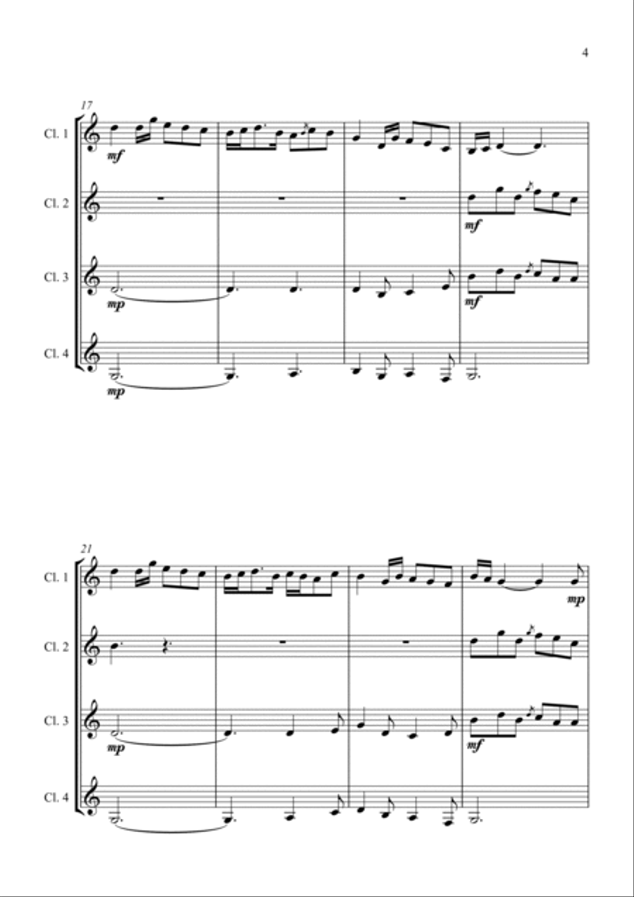 Celtic Lament - for Clarinet Quartet Clarinet Quartet scores gallery preview page 5