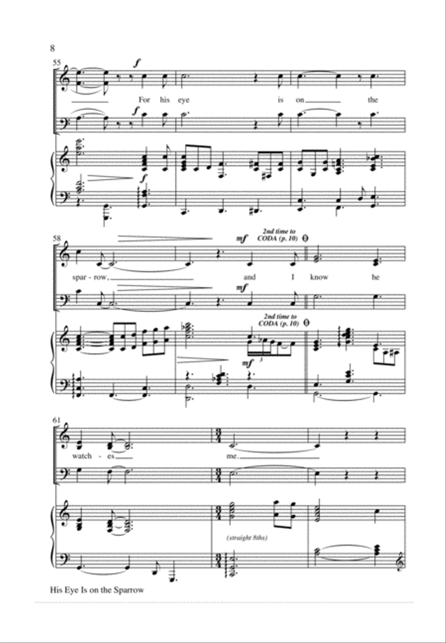 His Eye Is on the Sparrow 3-Part scores gallery preview page 9