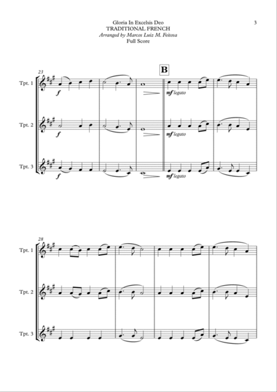 Gloria In Excelsis Deo - Trumpet Trio Trumpet Trio scores gallery preview page 5