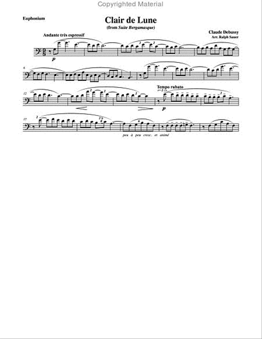 Clair de Lune for Euphonium & Piano Euphonium scores gallery preview page 2