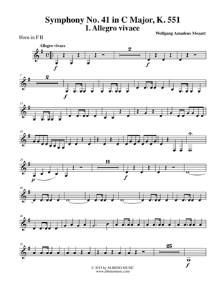 Mozart Symphony No. 41, Jupiter, Movement I - Horn in F 2 (Transposed Part), K. 551