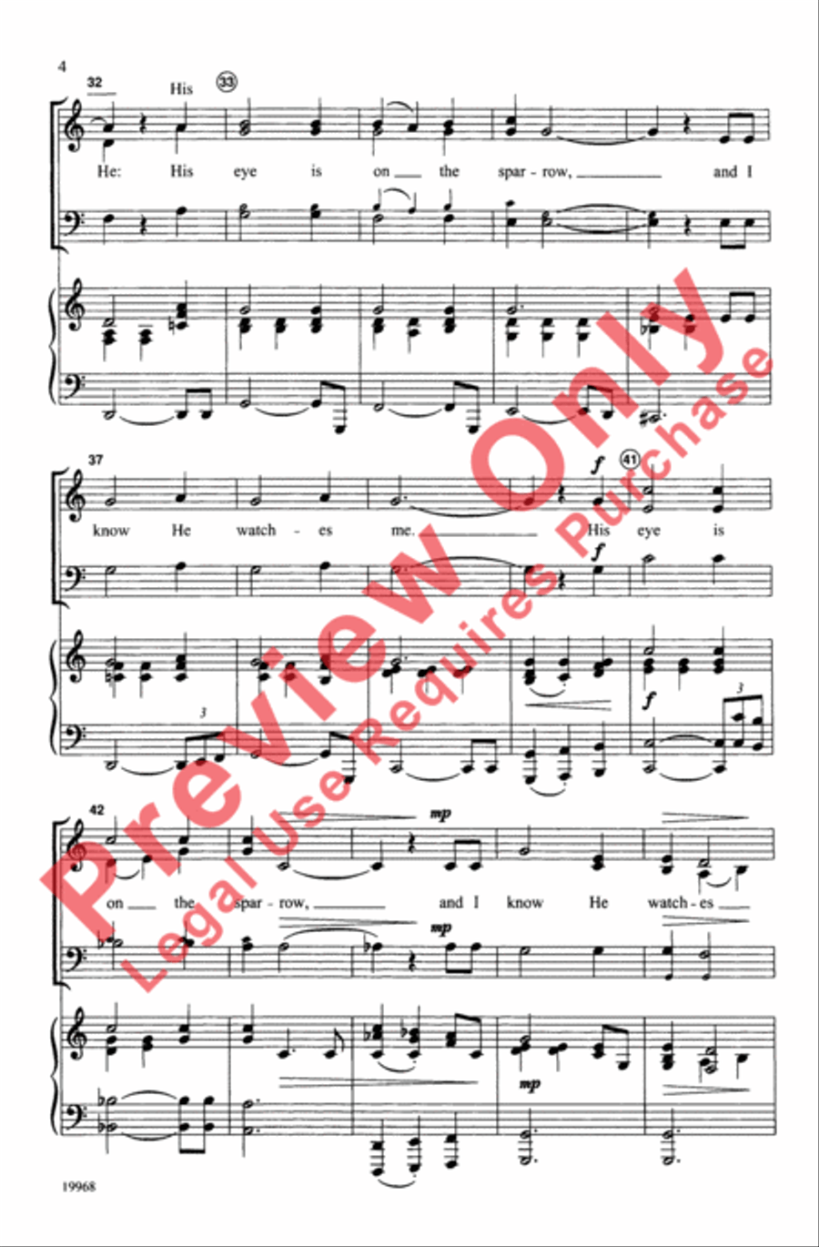 His Eye Is on the Sparrow 4-Part scores gallery preview page 4