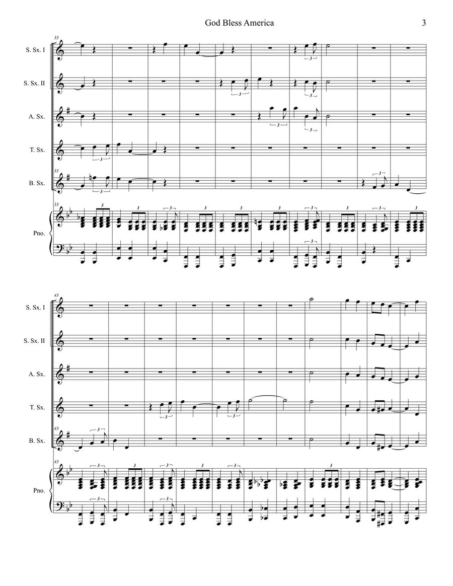 God Bless America God Bless America Woodwind Quintet scores gallery preview page 3