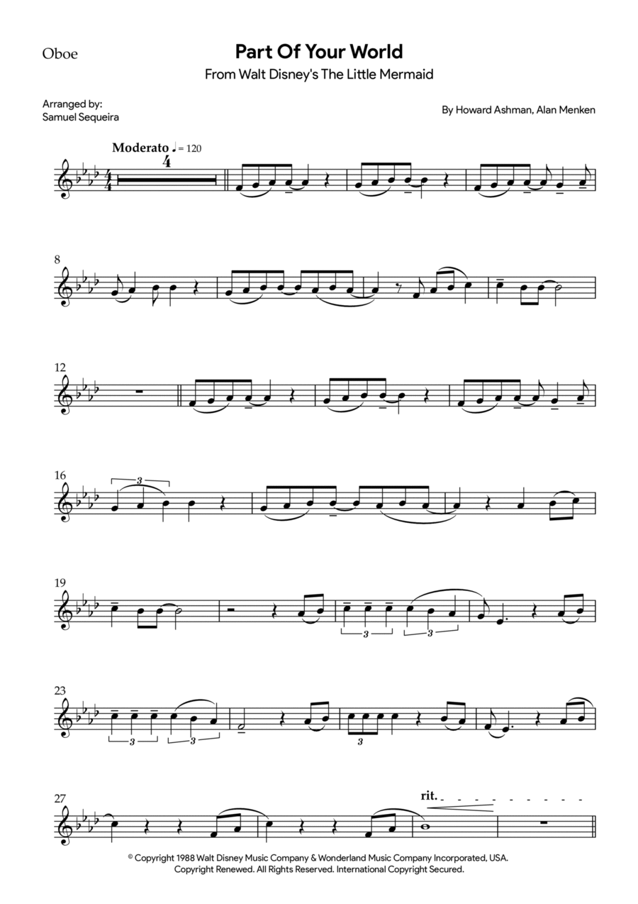 Part Of Your World (reprise) Oboe Solo scores gallery preview page 1