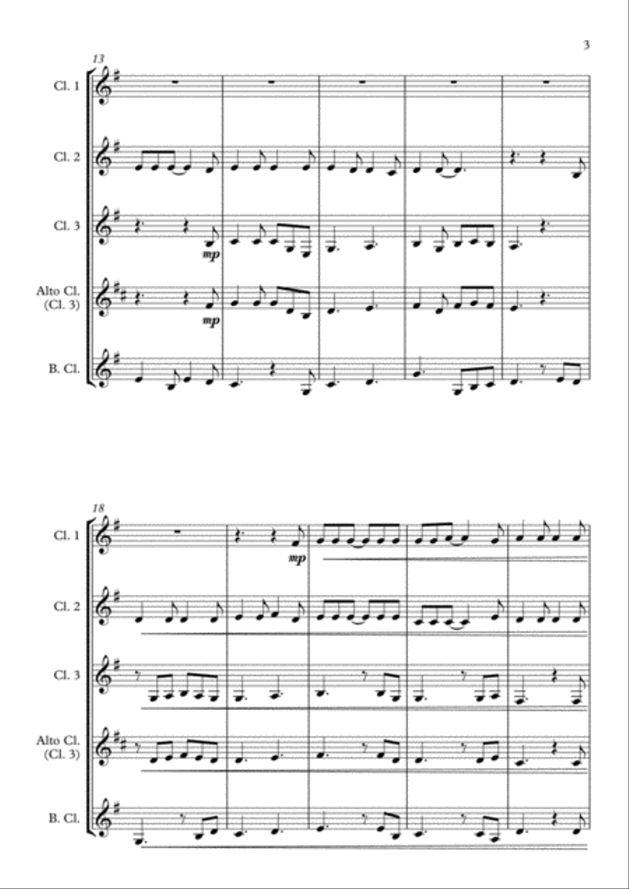 Hallelujah Clarinet Quartet scores gallery preview page 3