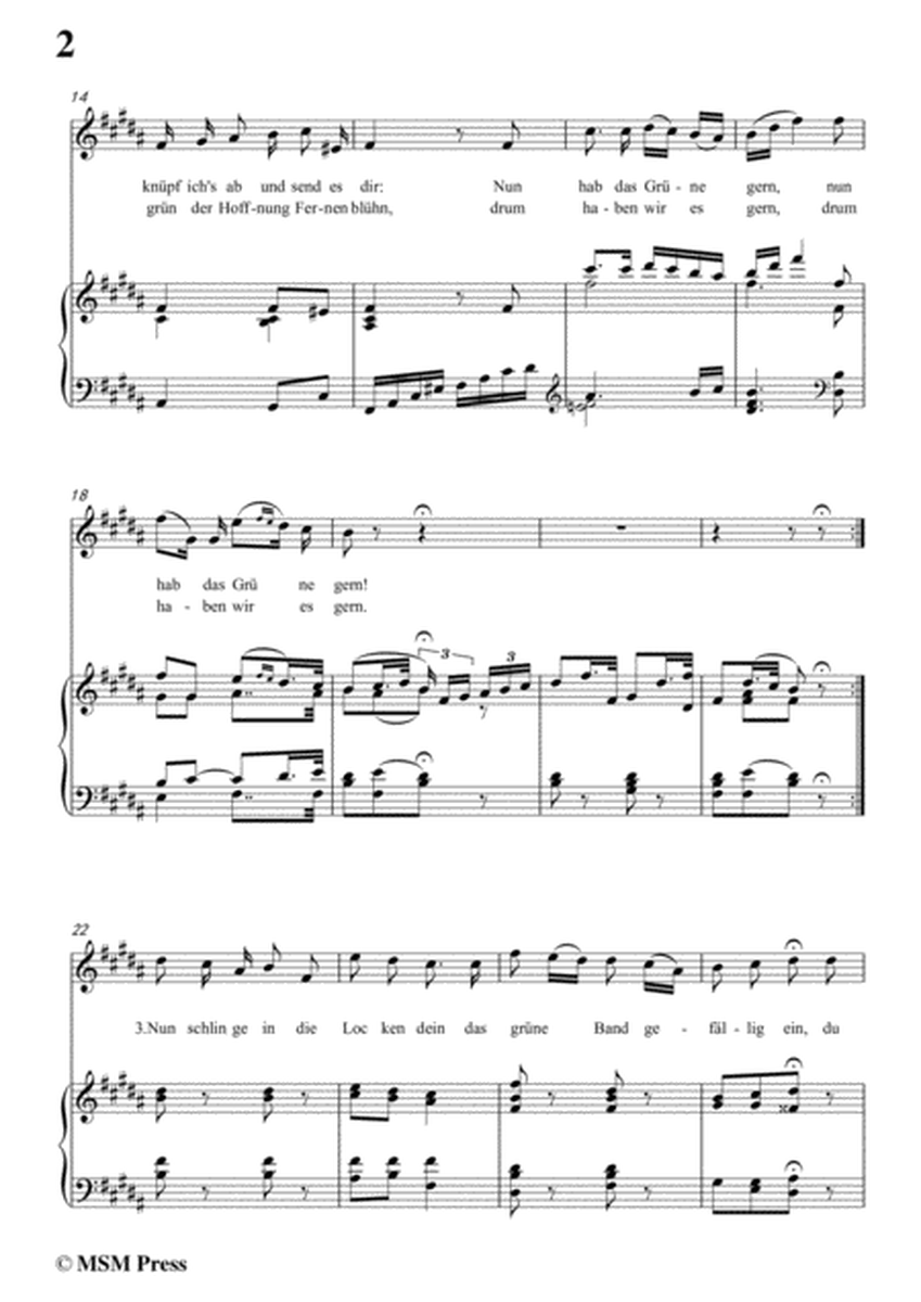 Schubert-Mit dem grünen Lautenbande,Op.25 No.13,in B Major,for Voice&Piano image number null