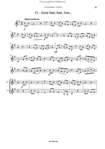 22 chantetudes for clarinets