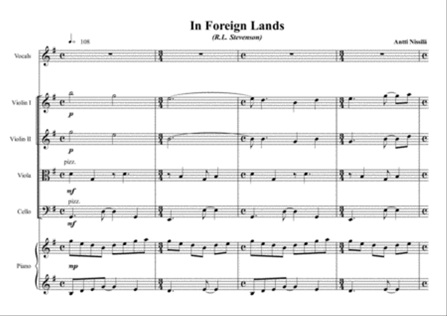 In Foreign Lands Unison Choir scores gallery preview page 1
