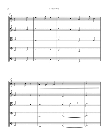 greensleeves string quintet sheet music image number null