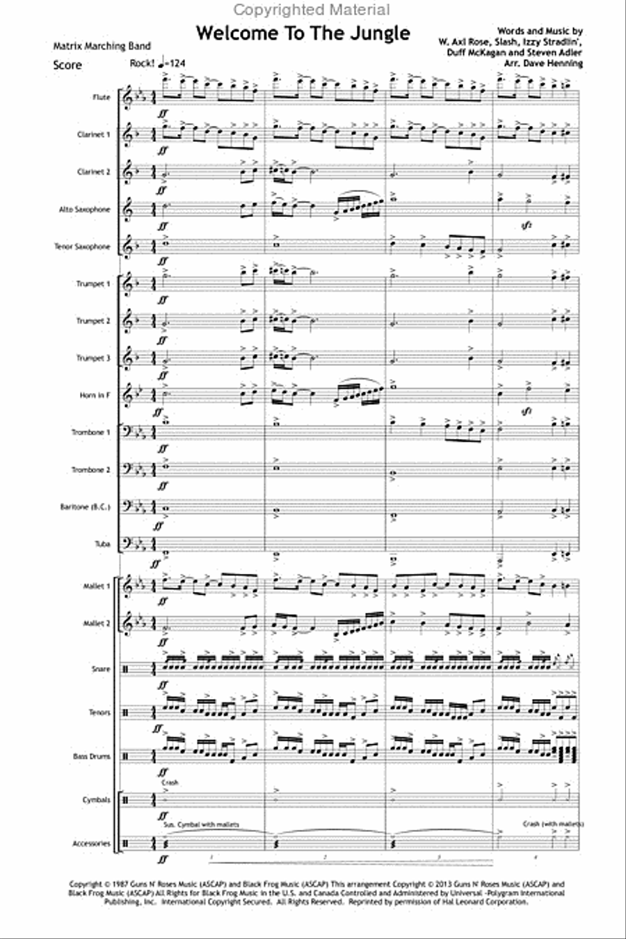 Welcome to the Jungle Welcome to the Jungle Marching Band scores gallery preview page 2