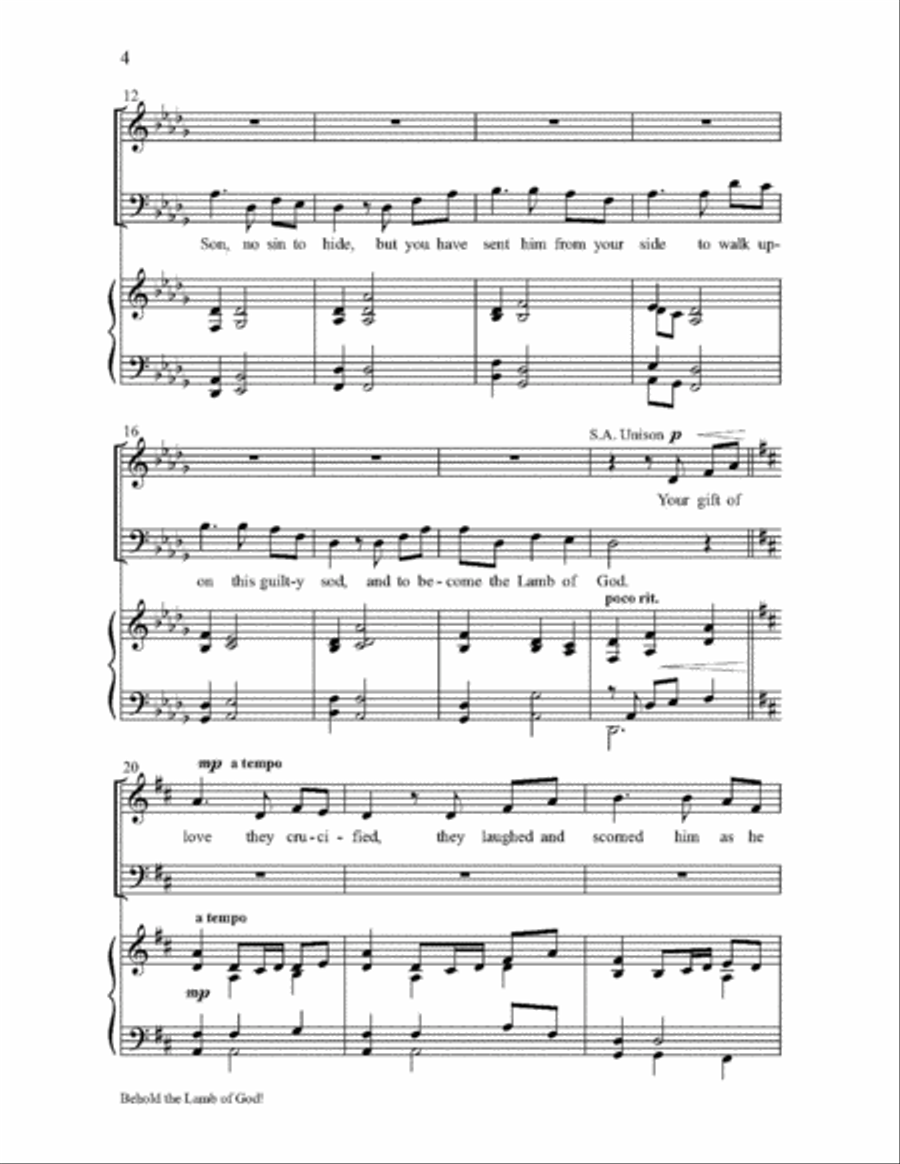 Behold the Lamb of God with Lamb of God 4-Part scores gallery preview page 3