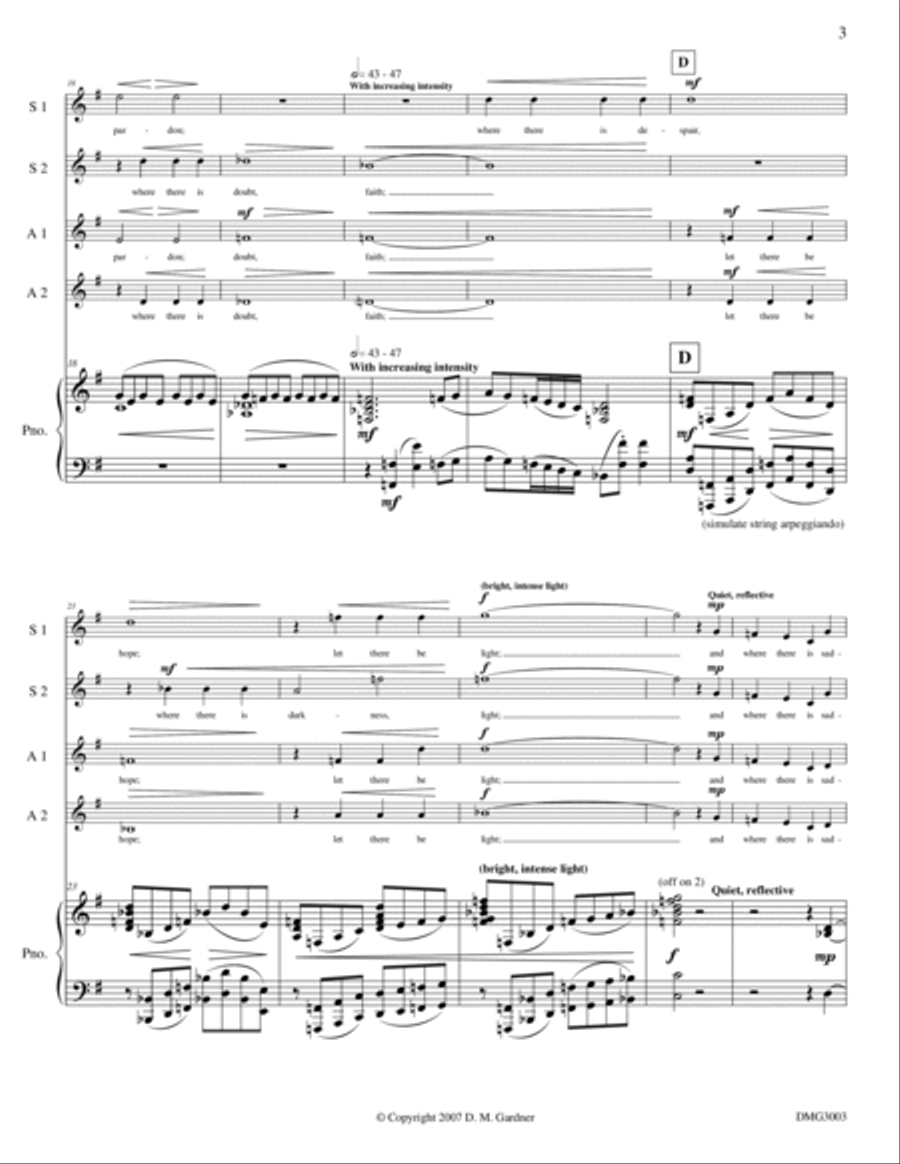 Prayer of Saint Francis (SSAA, Piano and Bb Trumpet) SSAA scores gallery preview page 4