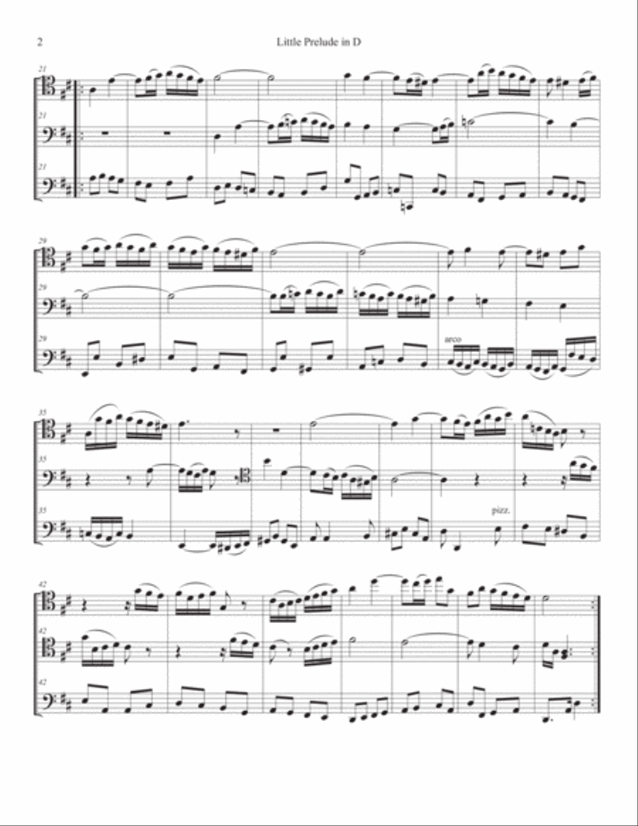 Little Prelude in D by Bach for Cello Trio String Trio scores gallery preview page 2