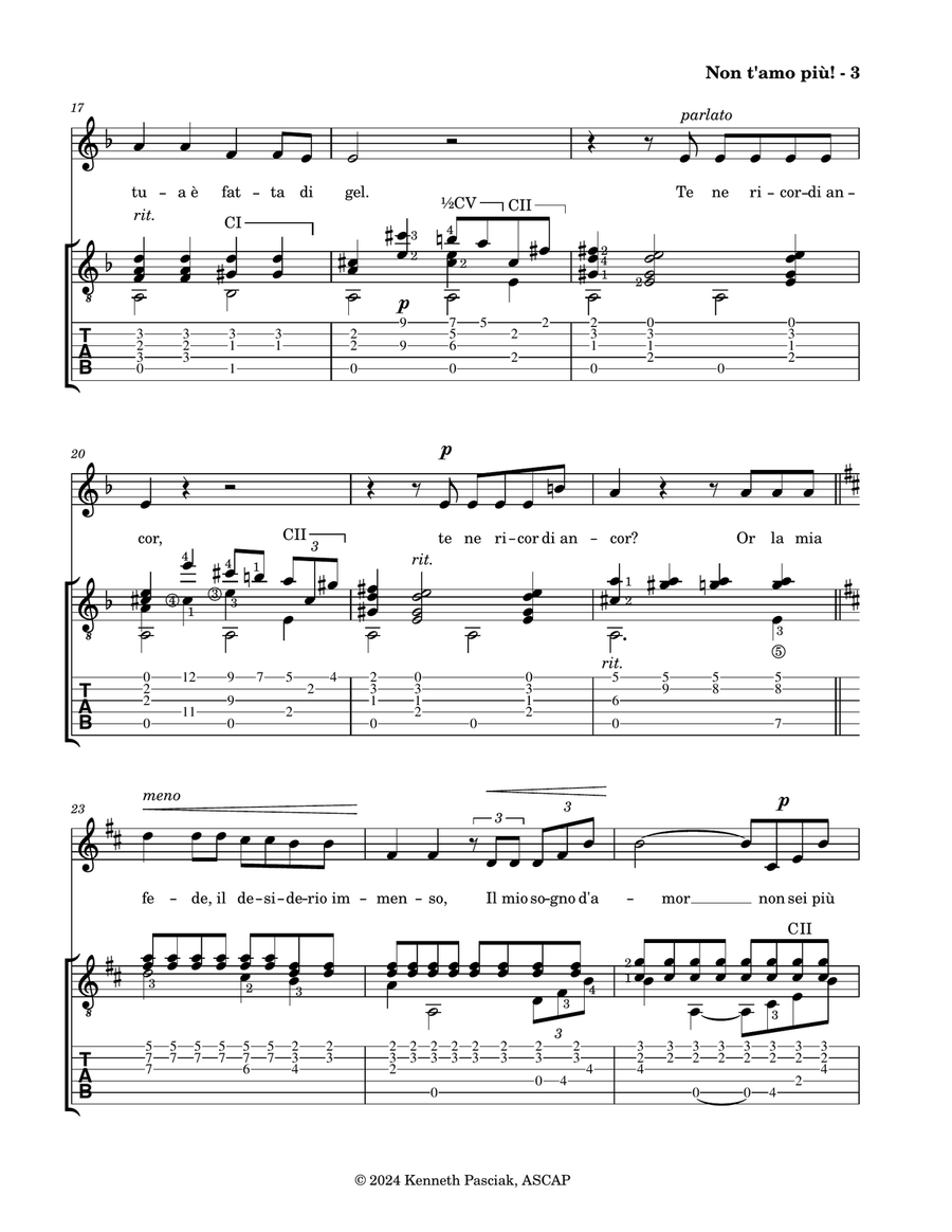 Non t'amo più (for Voice and Guitar) Acoustic Guitar scores gallery preview page 5