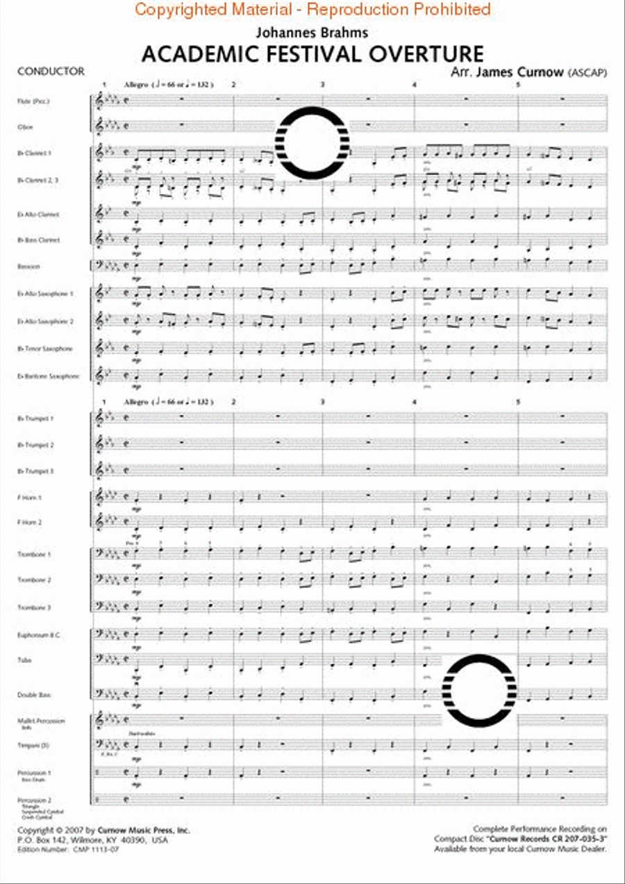 Academic Festival Overture Concert Band scores gallery preview page 2
