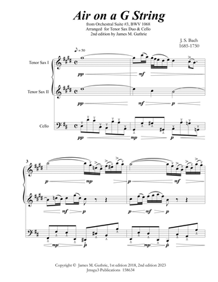 Bach: Air on a G String for 2 Tenor Saxes & Cello