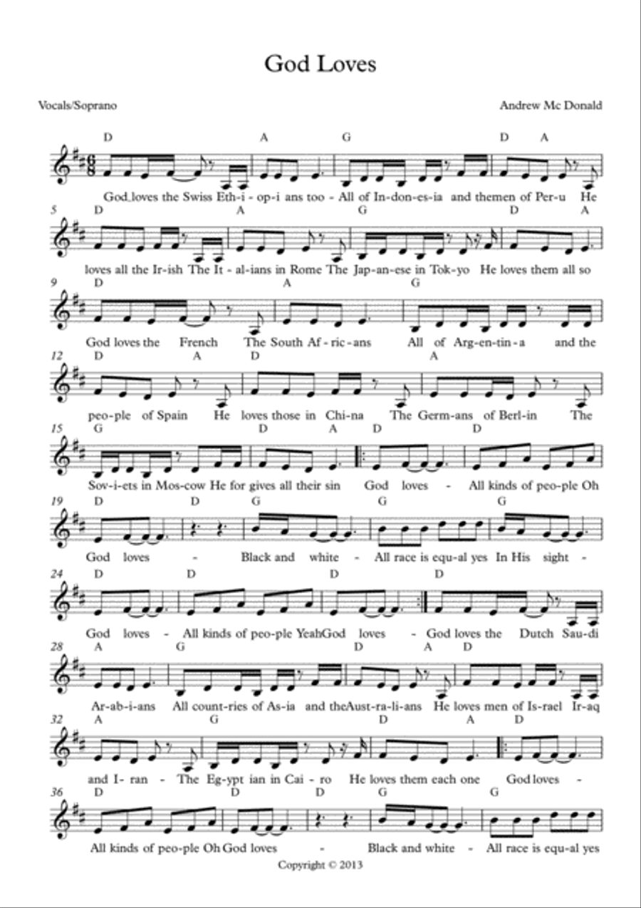 God Loves Acoustic Guitar scores gallery preview page 2