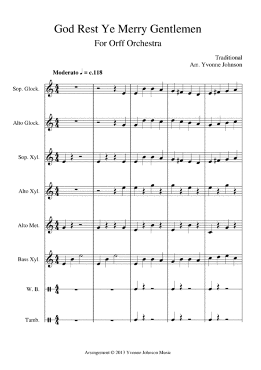 God Rest Ye Merry Gentleman - For Orff Ensemble Percussion Ensemble scores gallery preview page 1