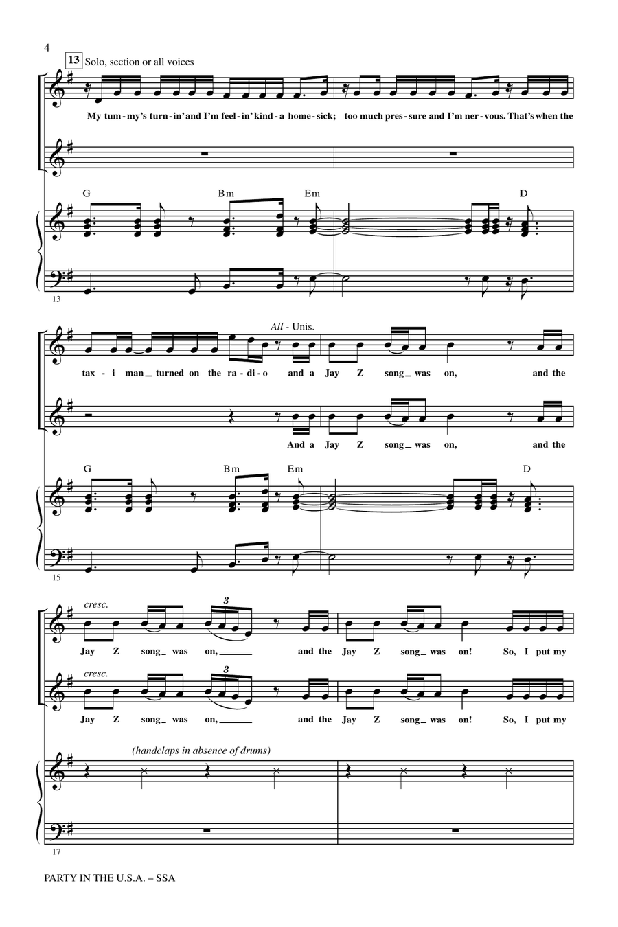 Party In The USA (arr. Roger Emerson) SSA scores gallery preview page 3