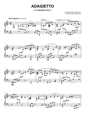 Gustav Mahler - Adagietto (from Symphony No. 5) - Piano Solo
