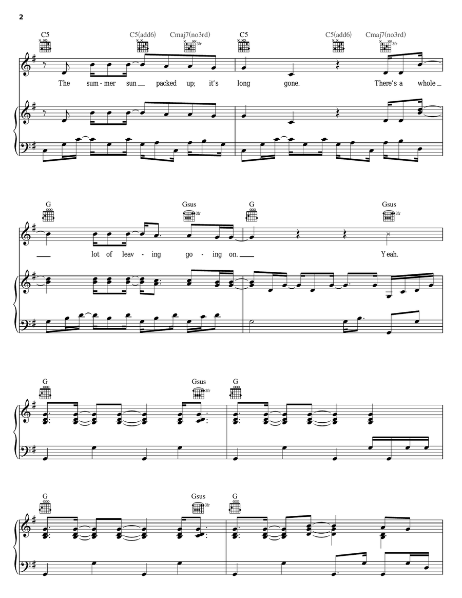 Whole Lot Of Leavin' Piano, Vocal, Guitar scores gallery preview page 2