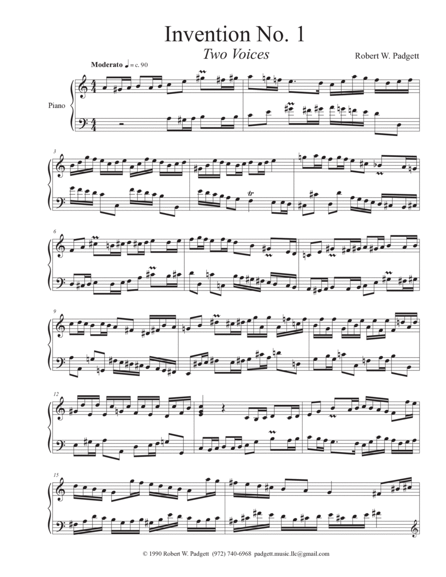 Invention No. 1 in A minor for two voices Piano Solo scores gallery preview page 1