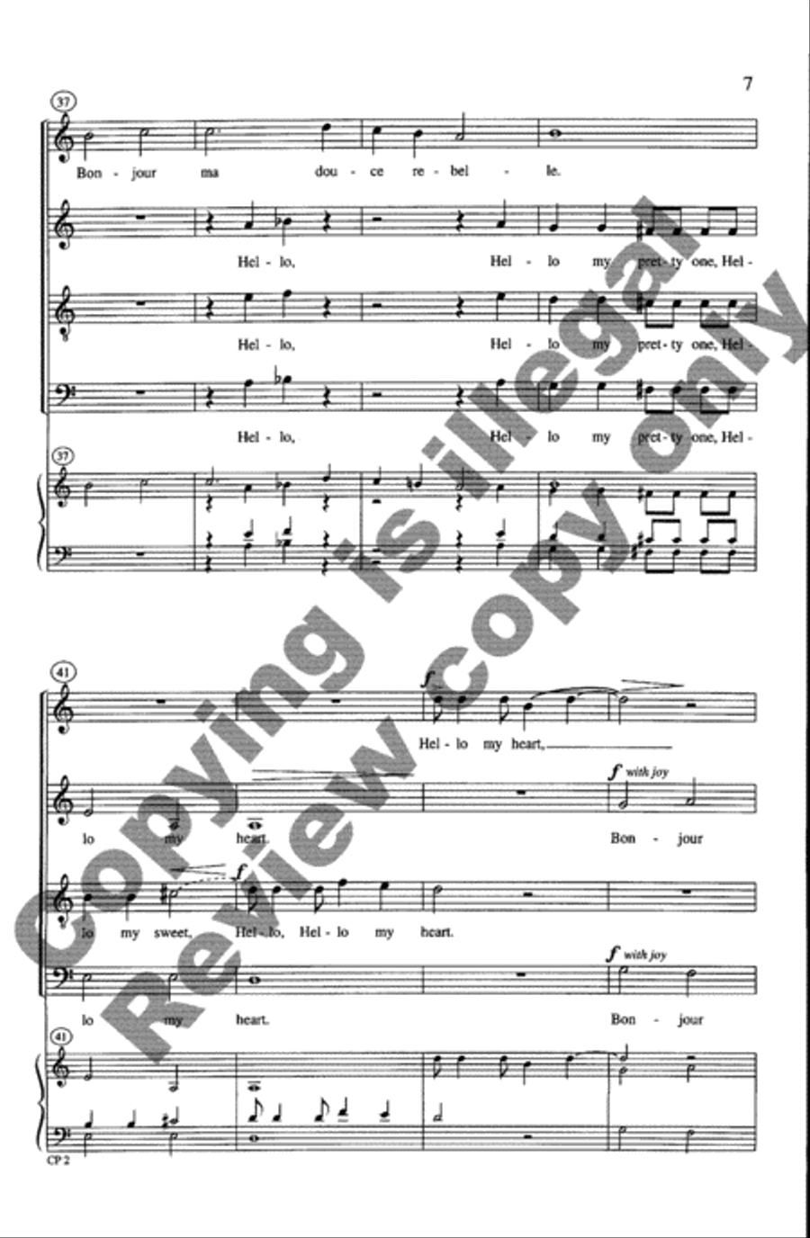 Bon Jour, Mon Coeur 4-Part scores gallery preview page 7