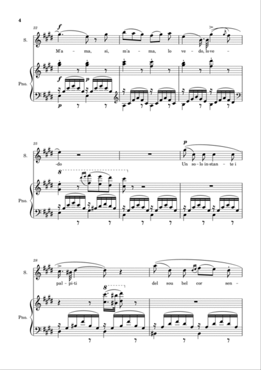Una Furtiva Lagrima (Soprano in C#m) Piano, Vocal, Guitar scores gallery preview page 4