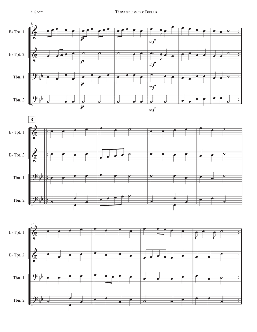 Three Renaissance Dances Brass Ensemble scores gallery preview page 4