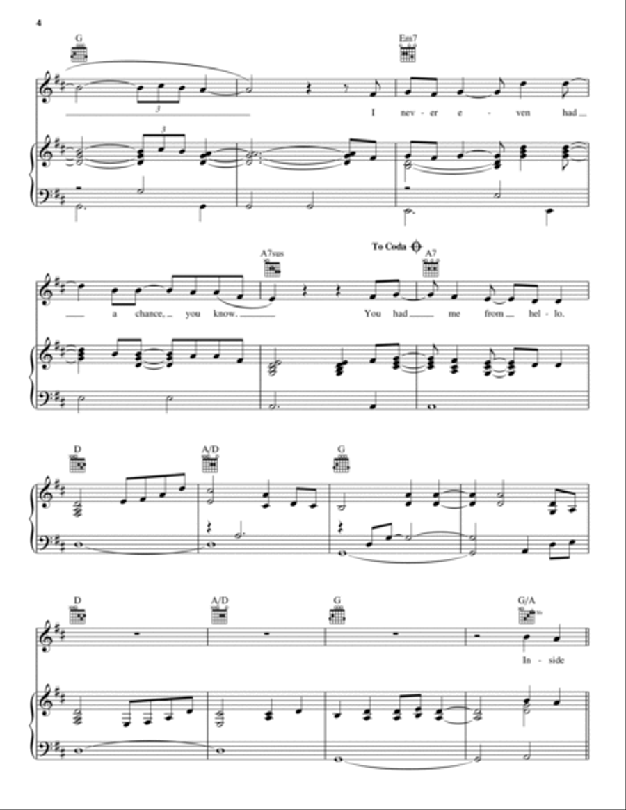 You Had Me From Hello Piano, Vocal, Guitar scores gallery preview page 4