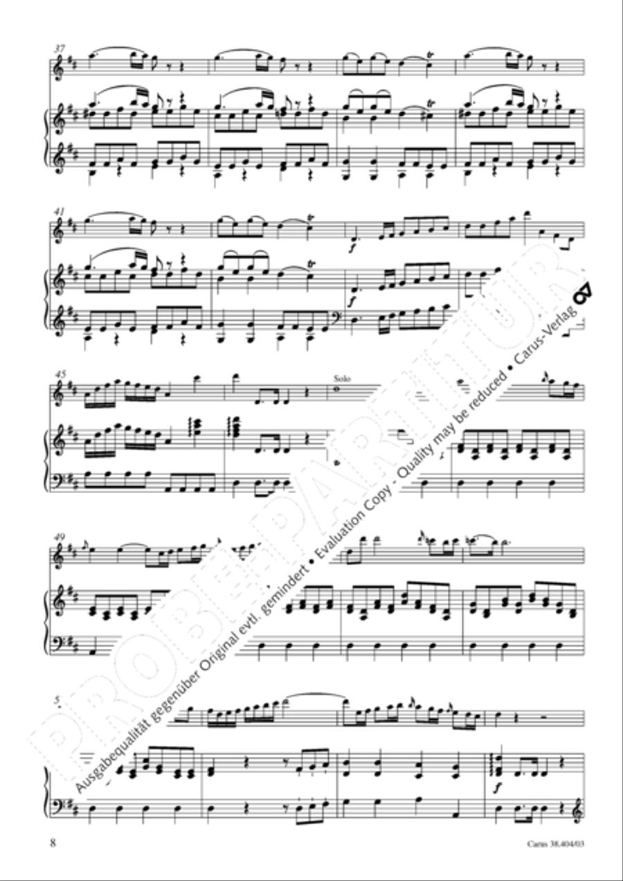 Concerto for Flute in D major (Concerto per il Flauto traverso in D / Flotenkonzert in D) Flute Solo scores gallery preview page 9