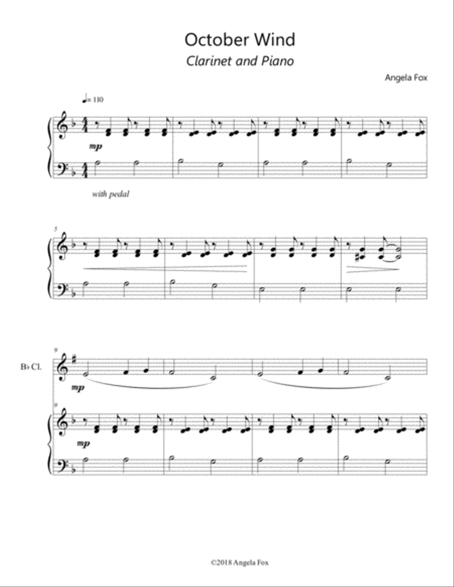 October Wind Clarinet Solo scores gallery preview page 2