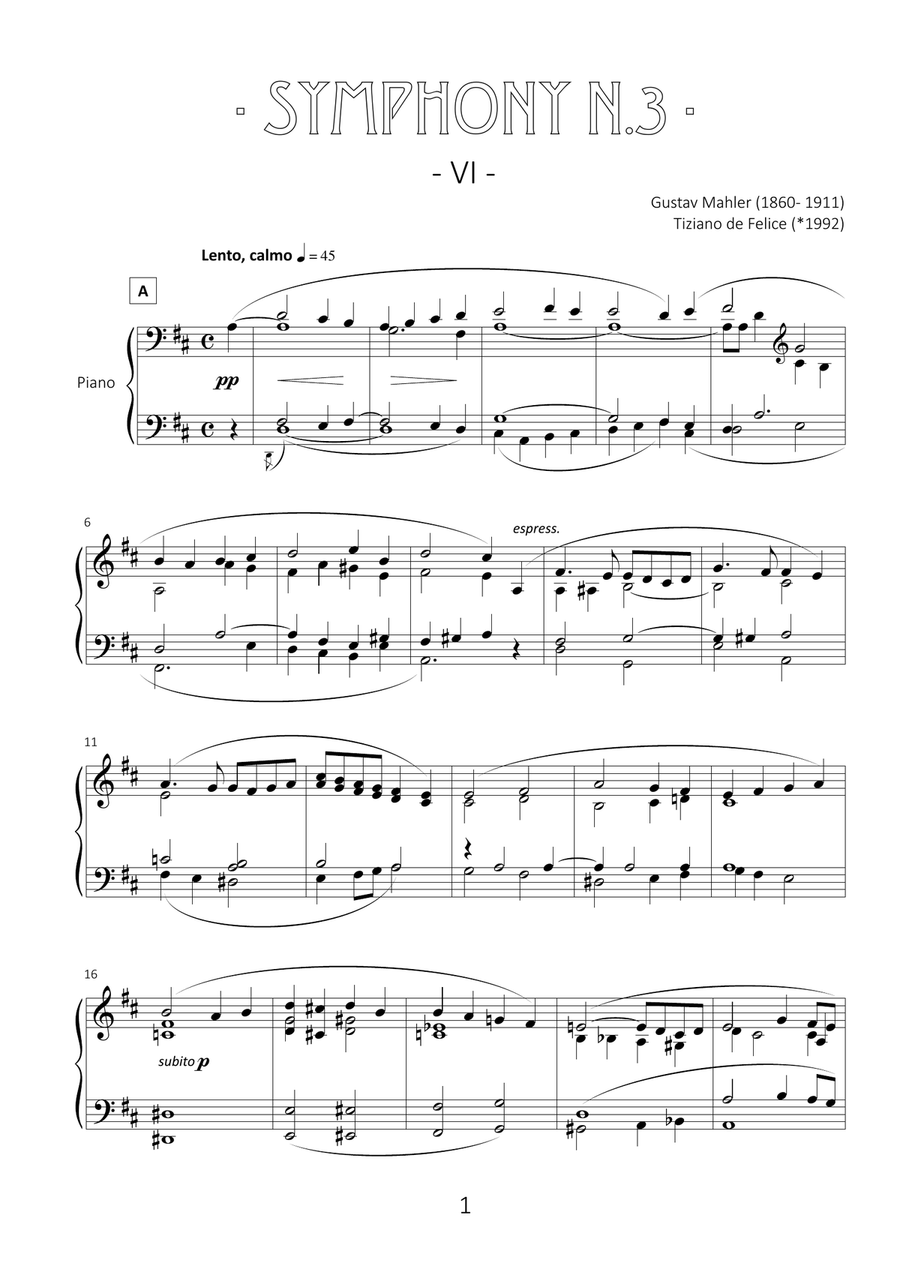 Mahler - Symphony no.3 Finale - Piano solo Piano Solo scores gallery preview page 3