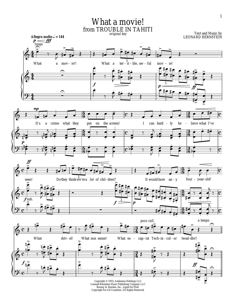 What A Movie! Piano, Vocal scores gallery preview page 1