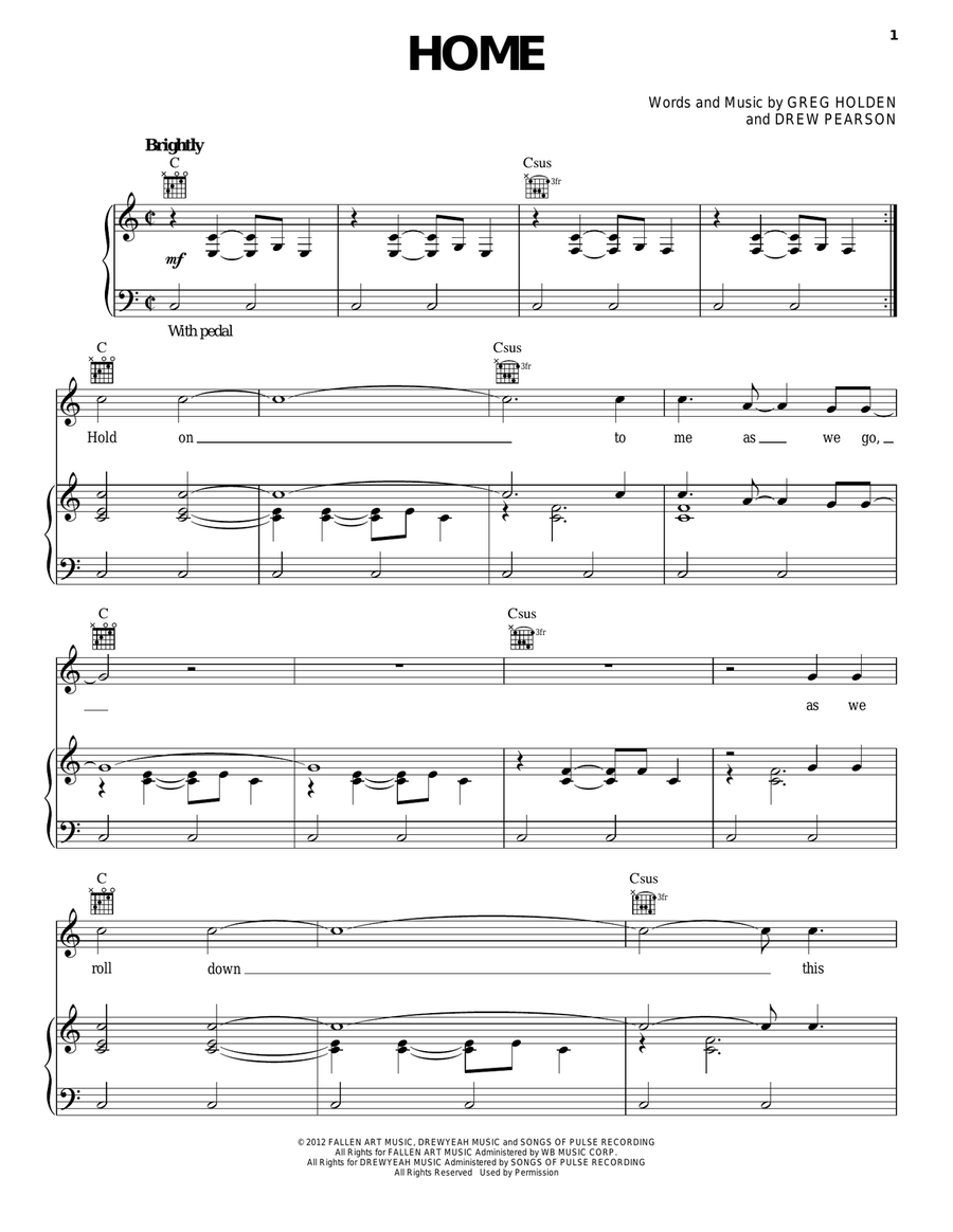 Home Piano, Vocal, Guitar scores gallery preview page 1