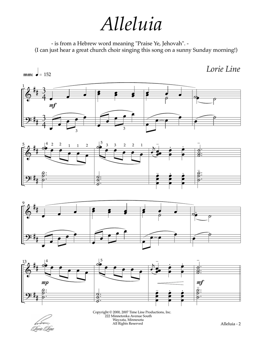 Alleluia Alleluia Piano Solo scores gallery preview page 2