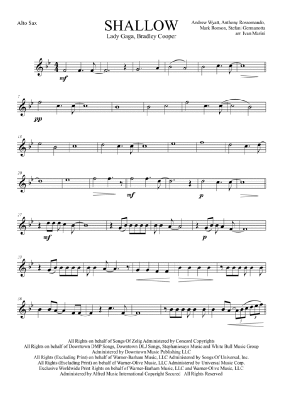 Shallow Shallow Saxophone Quartet scores gallery preview page 5