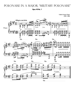 POLONAISE in A Major Op. 40 No. 1 (CHOPIN) with note names