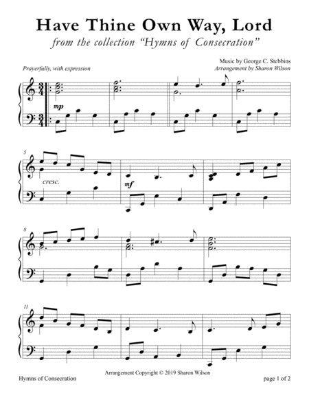 Have Thine Own Way, Lord (LARGE PRINT Piano Solo) image number null