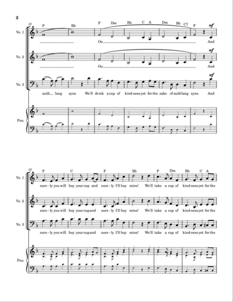 Auld Lang Syne 3-Part scores gallery preview page 2
