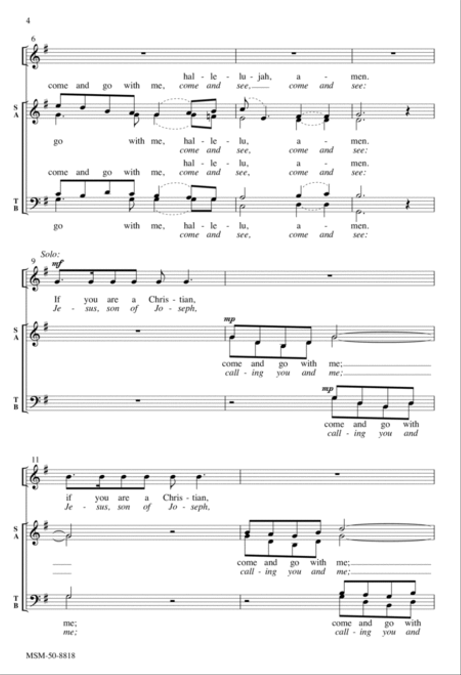 Come and Go with Me 4-Part scores gallery preview page 3