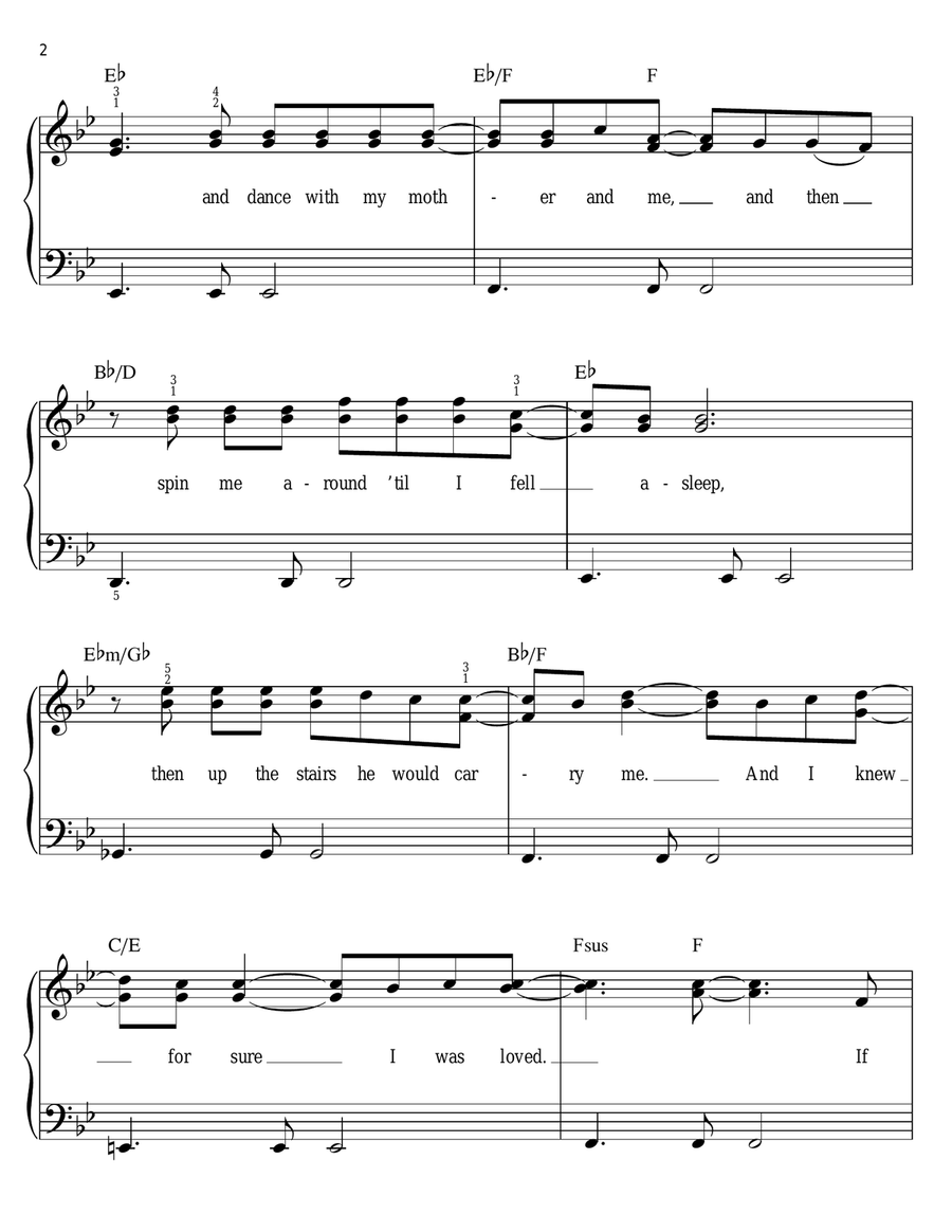 Dance With My Father Dance With My Father Easy Piano scores gallery preview page 2